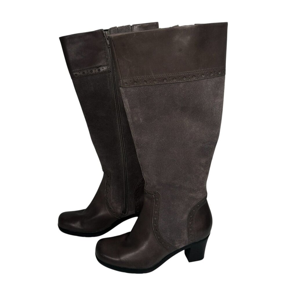 Clarks Dream Regal Gray Suede Leather Knee High Boot Size 6